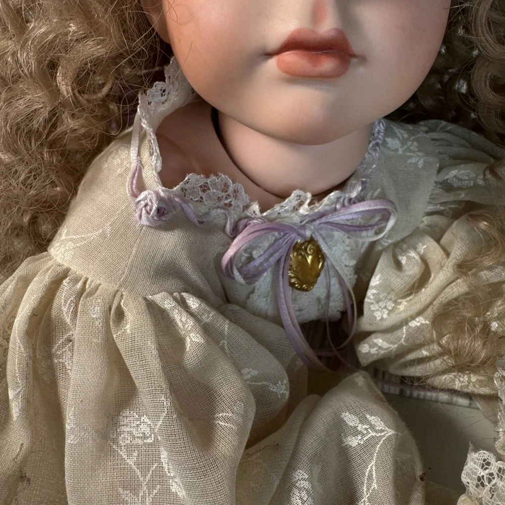RARE Charlene Marie '97 Porcelain Doll Blonde Curls Lace Gown Collectible SIGNED